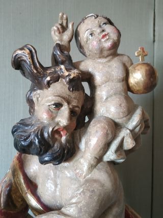 62 CM. SAN CRISTOBAL CON JESÚS . TALLA DE MADERA