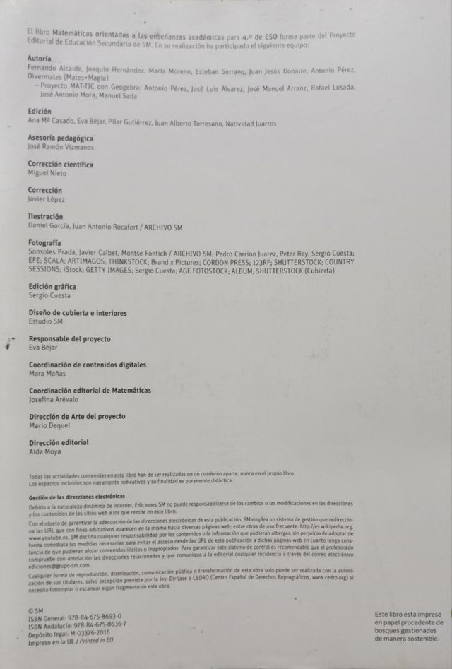 Matemáticas 4ESO SM