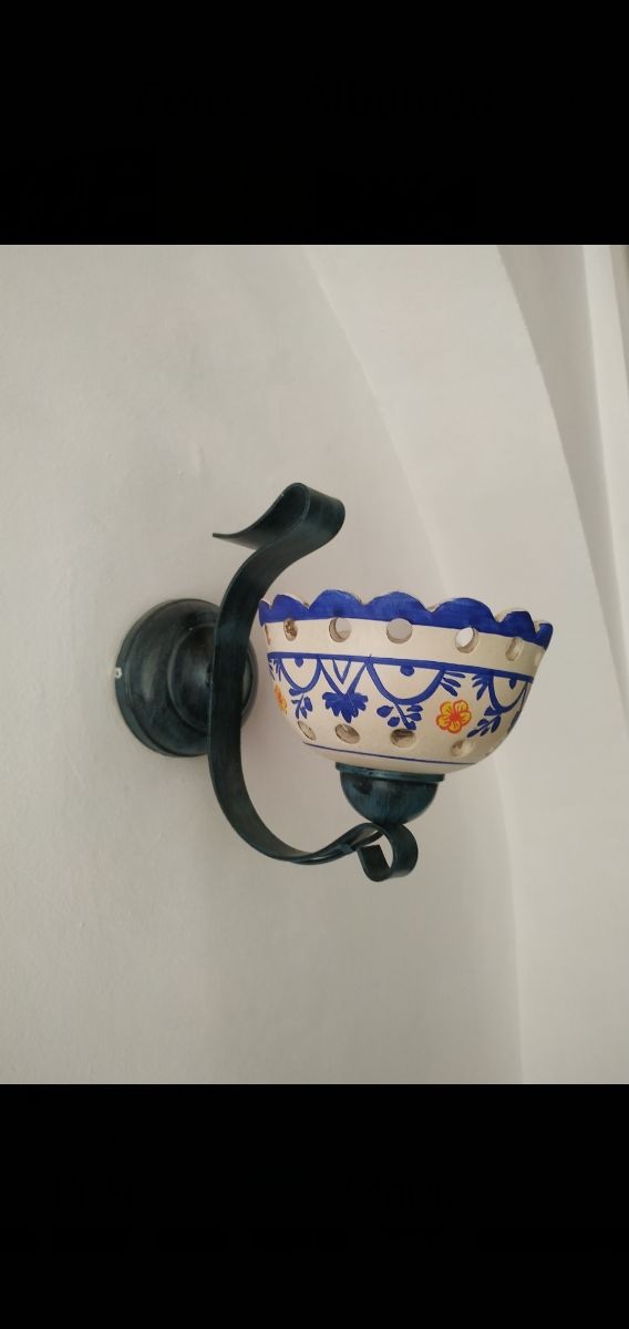 Lámpara techo hierro y cerámica 