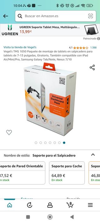 Sopporte tablet x coche Vogel's 1050