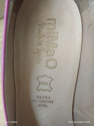 ZAPATO MIMAO PIEL TACON ROSA  T 38