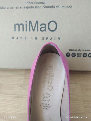 ZAPATO MIMAO PIEL TACON ROSA  T 38