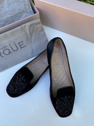 Slippers Uterqüe terciopelo negro. Núm. 37
