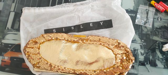Pochette paillettes sisley oro