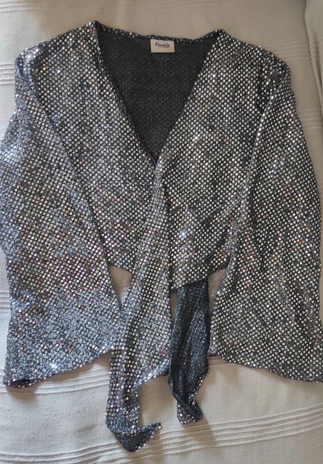 Chaqueta bolero torera plateada de lentejuelas vin