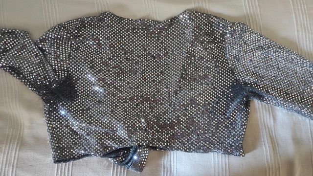 Chaqueta bolero torera plateada de lentejuelas vin