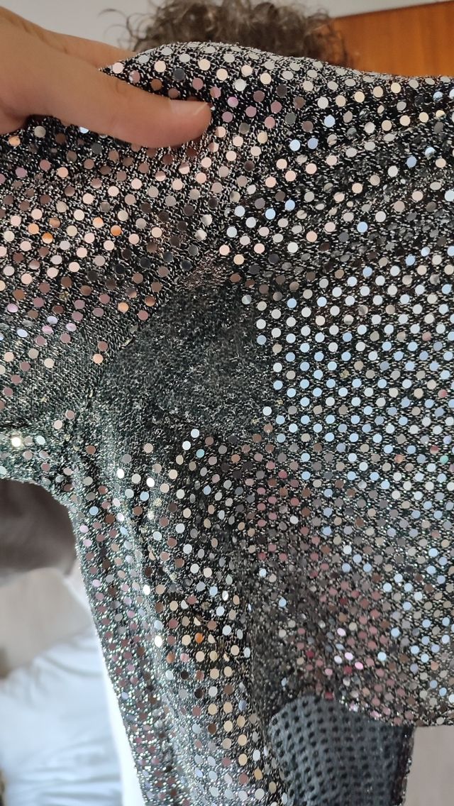 Chaqueta bolero torera plateada de lentejuelas vin