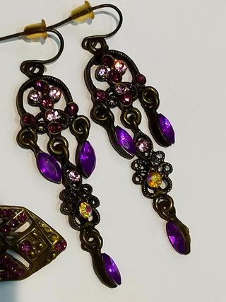 Conjunto joyas baturra oro viejo y pedreria