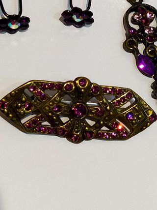 Conjunto joyas baturra oro viejo y pedreria