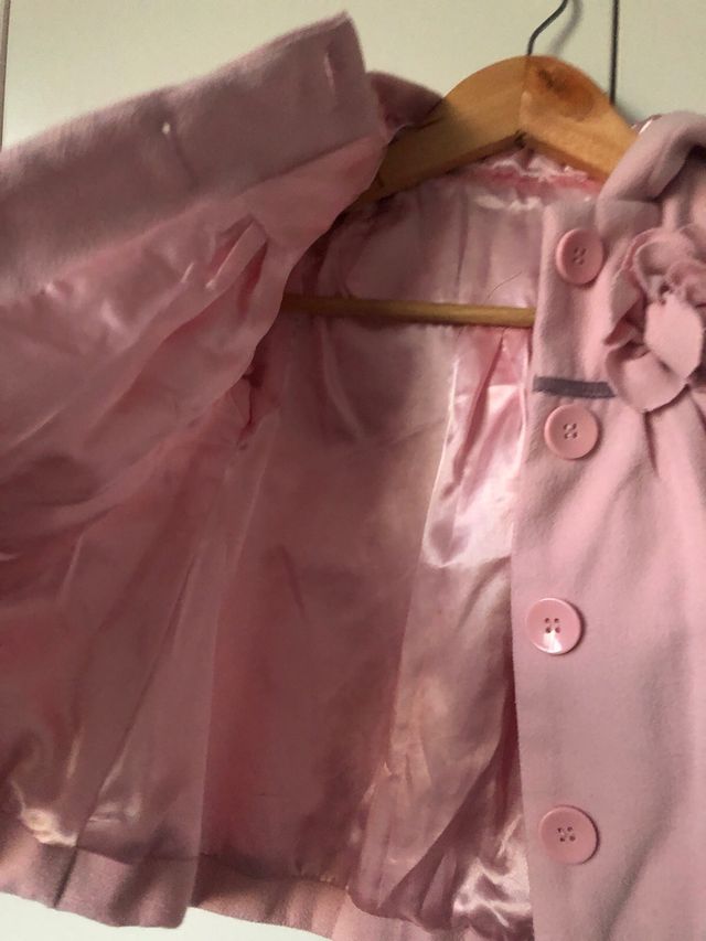 abrigo rosa paño 3 años