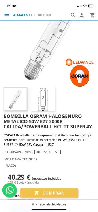 Bombilla halogenuro