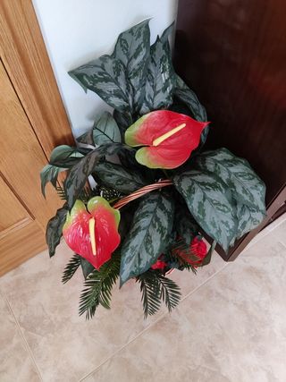 Cesta con Flores Artificiales | Decoración Hogar