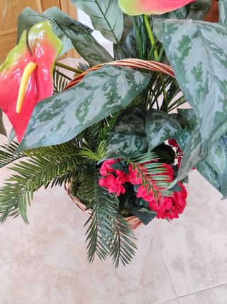 Cesta con Flores Artificiales | Decoración Hogar