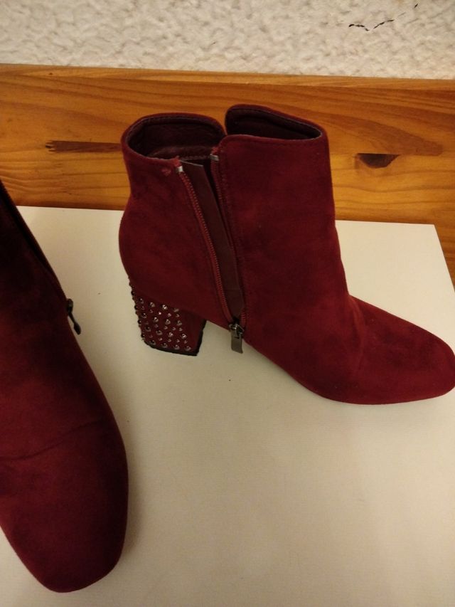 Botines talla 37 mujer granates claros