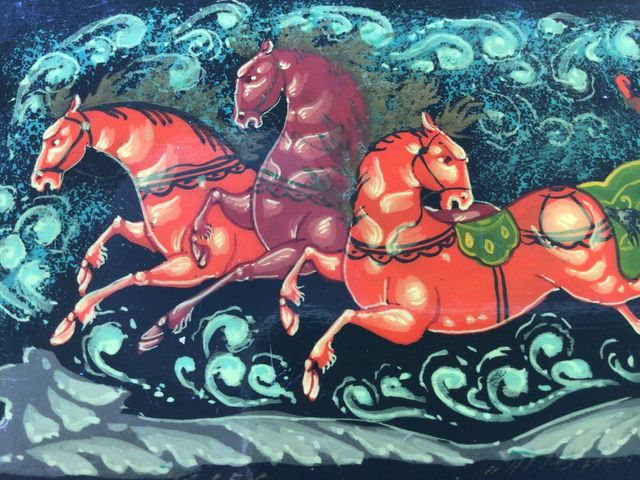 caja rusa de laca pintada a mano