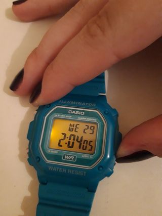 reloj casio f-108wh turquesa