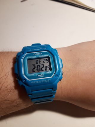reloj casio f-108wh turquesa