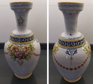 Frutero y Jarrón (florero) de cerámica de Talavera