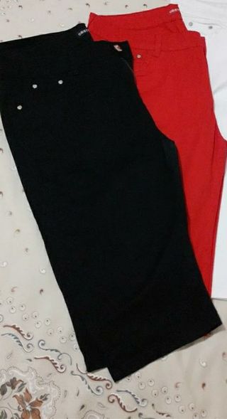Set 2 pantaloni donna 50-52 rosso e nero