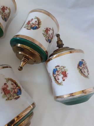 8 PEZZI RICAMBI LAMPADARIO ANNI 50 DIPINTI A MANO