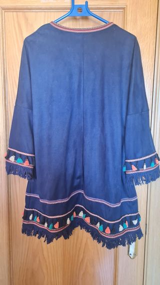 Chaqueta azul de ante