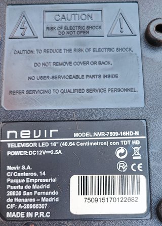 Tv Led 12v 16” Nevir