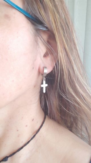 🌺 PENDIENTES CRUZ UNISEX DE ACERO 