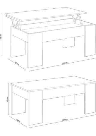 Mesa de centro con tablero elevable