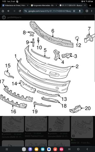Guías BMW paragolpes delantero e46