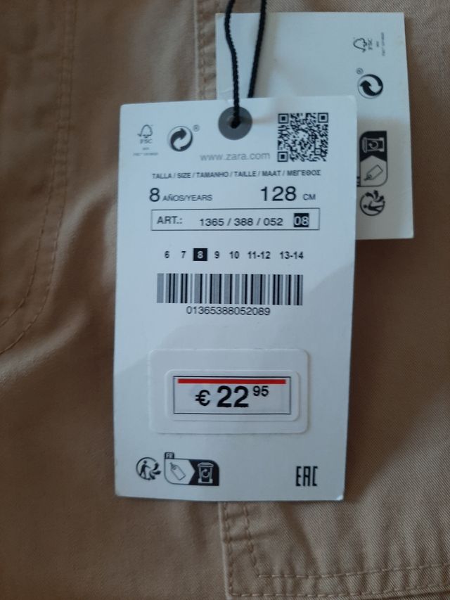 pantalón cargo niña Zara