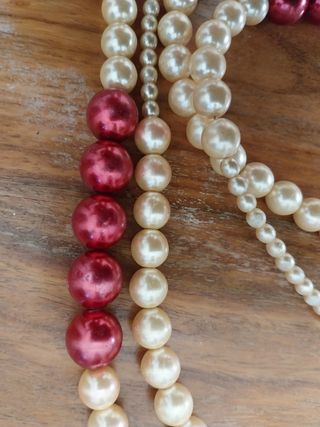 Collar vintage extralargo falsas perlas bicolor