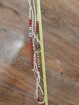 Collar vintage extralargo falsas perlas bicolor