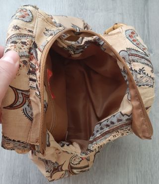 Bolso de tela estampada y asas de Bambú
