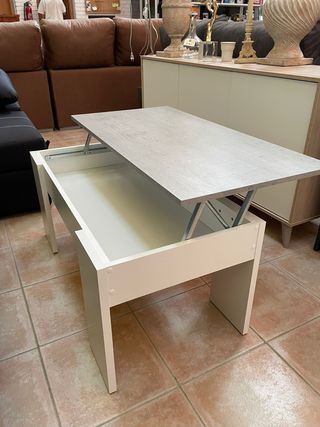 MESA DE CENTRO ELEVABLE BLANCA CON GRIS NUEVA