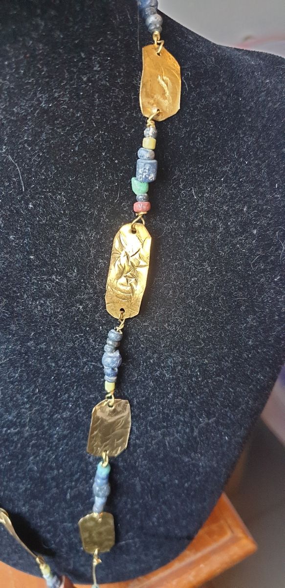 Collana con dzi tibetano e boulle vetro