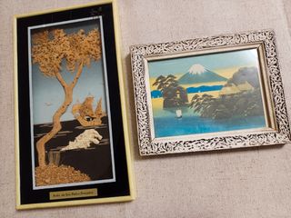 2 Cuadros antiguo vintage , motivos japoneses