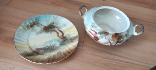 Sopera y plato porcelana