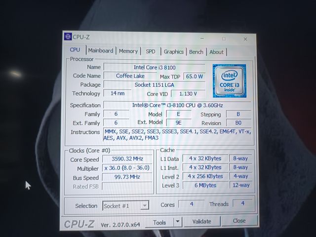 Procesador Intel i3-8100 (4x 3,60 GHz)