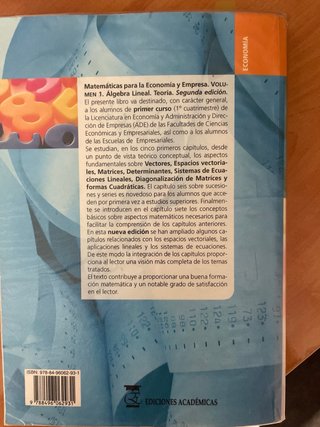 matemáticas grados economía y emp álgebra lineal