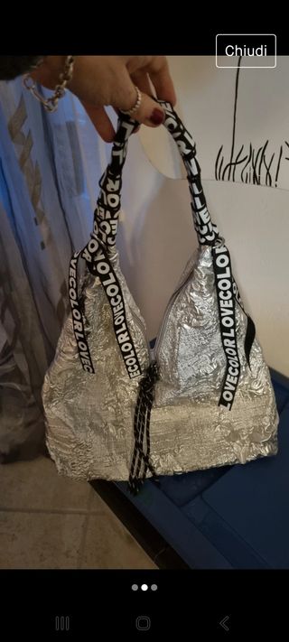 Borsa lamè argento