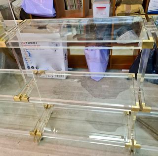 Estantería baldas cristal y metacrilato con ruedas