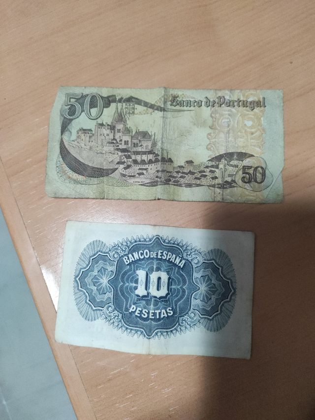 Nota de 10 peseta+presente de 50 escudos