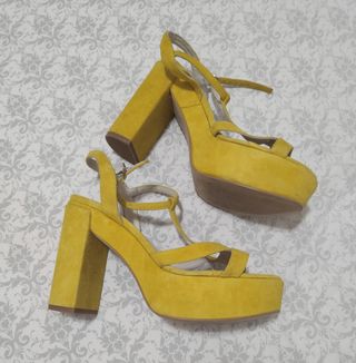 Sandalias Altas Piel Amarillo 39