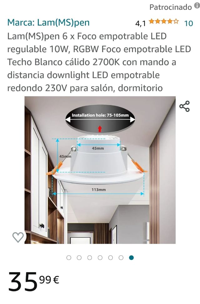 3 xFOCO LED empotrable con mando