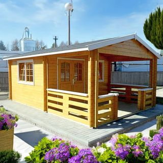Casa de madera diáfana MONTANA 23,8m2 con porche