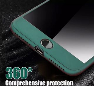 Funda plástico duro IPhone rosa gold 360°