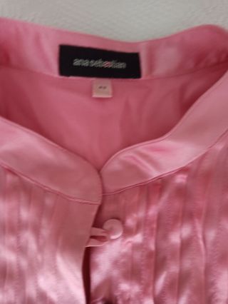 Camisa-blusón de seda rosa