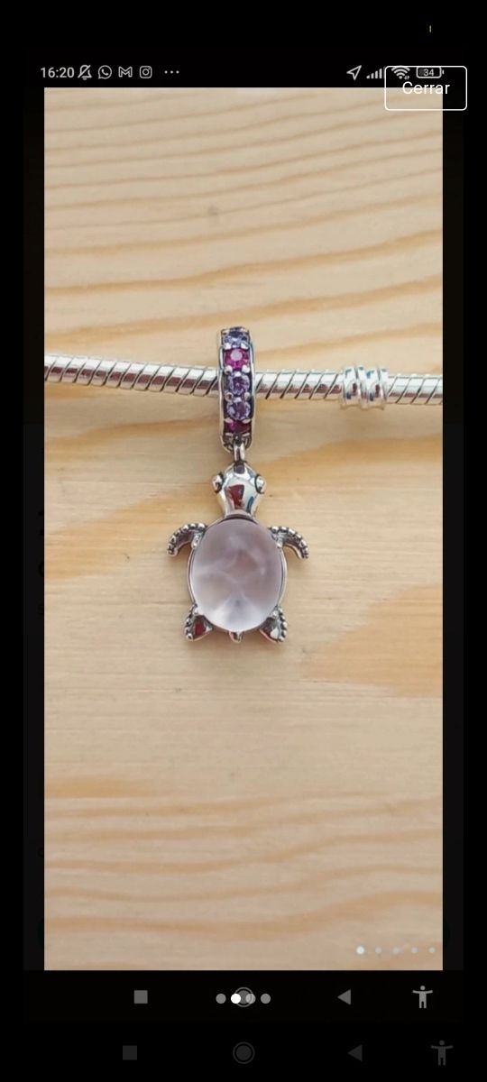 Charm Tortuga rosa plata nuevo