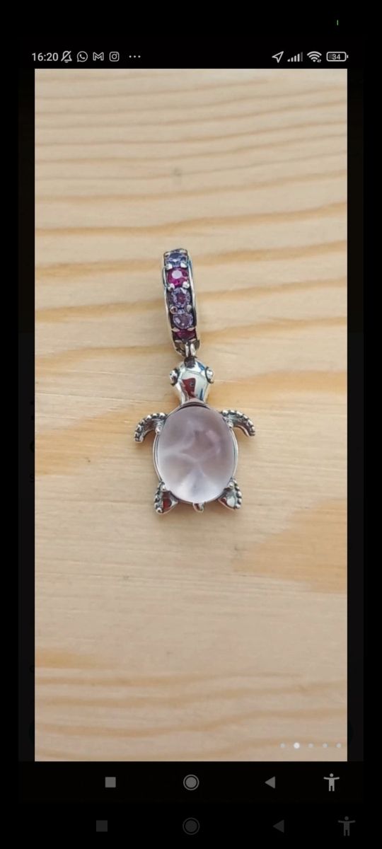 Charm Tortuga rosa plata nuevo