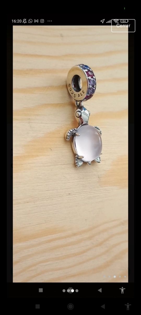 Charm Tortuga rosa plata nuevo
